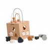 Perfeclan Centre dactivités en bois, cube dactivité pour bébé, blocs de forme Montessori pour le développement précoce pour