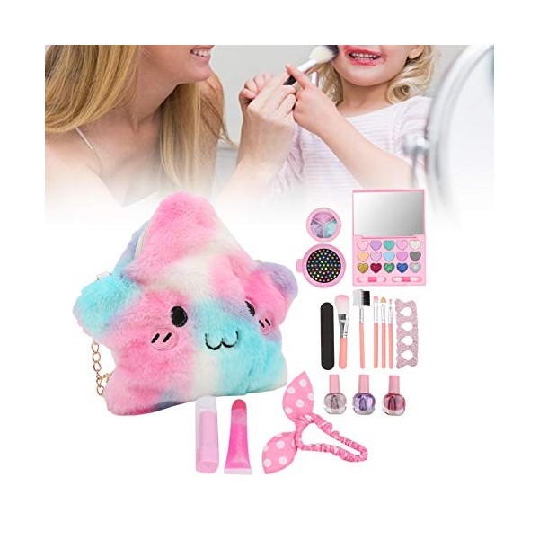 Ensembles de Maquillage de Jeu de Simulation - Kit de Maquillage Lavable de 19 Pièces pour Les Filles Brosse Cosmétique Verni