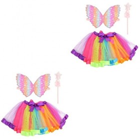 TOYANDONA 2 Ensembles Fée de Tenues de Jeu Aile Cosplay Fête Enfants Halloween Robe Petite Princesse Costume Volant pour Vaca