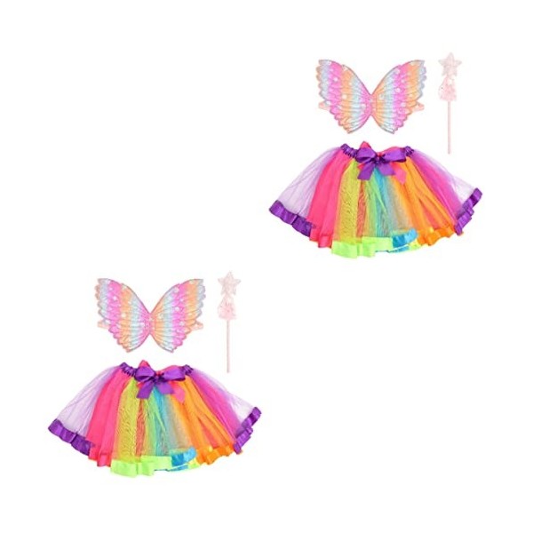 TOYANDONA 2 Ensembles Fée de Tenues de Jeu Aile Cosplay Fête Enfants Halloween Robe Petite Princesse Costume Volant pour Vaca