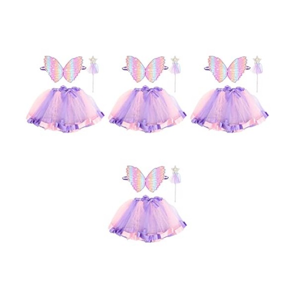 TOYANDONA 2 Ensembles Fée de Tenues de Jeu Aile Cosplay Fête Enfants Halloween Robe Petite Princesse Costume Volant pour Vaca