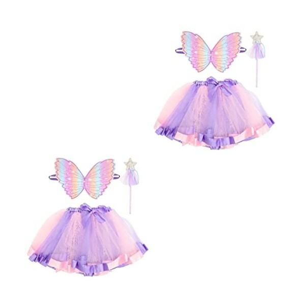 TOYANDONA 2 Ensembles Fée de Tenues de Jeu Aile Cosplay Fête Enfants Halloween Robe Petite Princesse Costume Volant pour Vaca