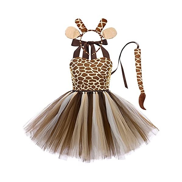 Filles Animal Costume de Cosplay Princesse Fantaisie Halloween Habiller Chat Mouton Singe Lion Renard Robe Robe en Tulle avec