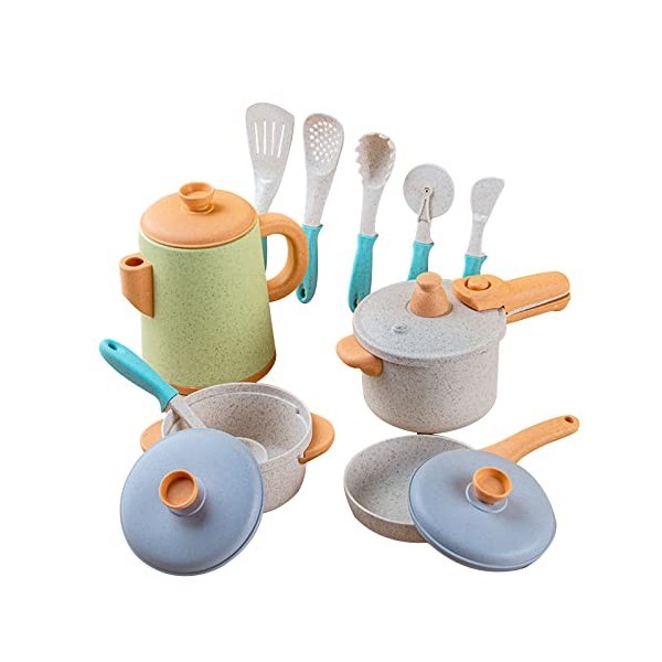 LIBOOI Ensemble de jouets de cuisine pour jeu de rôle - Batterie de cuisine et poêle - Accessoires de cuisine - Cadeau pour e