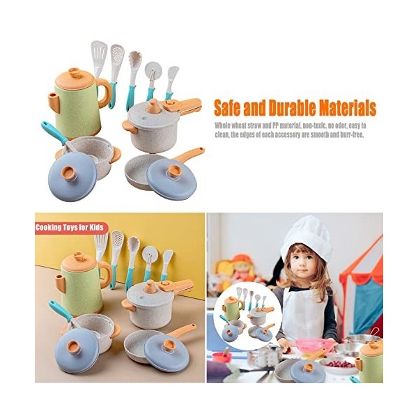 LIBOOI Ensemble de jouets de cuisine pour jeu de rôle - Batterie de cuisine et poêle - Accessoires de cuisine - Cadeau pour e