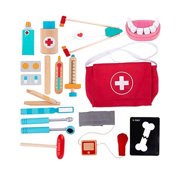 raspbery Docteur, Jouets Jeu Dentiste pour Enfants, Jeu Docteur médical, Jouets doutils Dentiste en Bois pour Tout-Petits, g