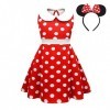 Lito Angels Deguisement Robe Minnie Mouse avec Oreilles de Souris Serre-tete pour Enfant Filles Taille 7-9 ans étiquette en 