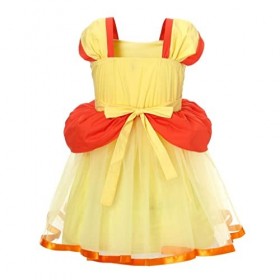 Lito Angels Deguisement Robe Princesse Peach pour Bebe Fille avec Couronne et Gants Taille 3-6 mois, Jaune étiquette en tiss