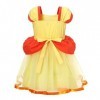 Lito Angels Deguisement Robe Princesse Peach pour Bebe Fille avec Couronne et Gants Taille 3-6 mois, Jaune étiquette en tiss