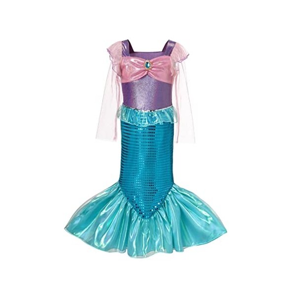 Lito Angels Deguisement Robe Sirene Princesse Ariel pour Enfant Fille Taille 3-4 ans, Violet Bleu