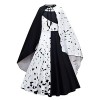 Lito Angels Deguisement Costume Cruella Robe à Pois Dalmatien Noir et Blanc pour Enfant Fille, Taille 9-10 ans