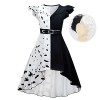 Lito Angels Deguisement Costume Cruella Robe à Pois Dalmatien Noir et Blanc pour Enfant Fille, Taille 9-10 ans