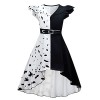Lito Angels Deguisement Costume Cruella Robe à Pois Dalmatien Noir et Blanc pour Enfant Fille, Taille 9-10 ans
