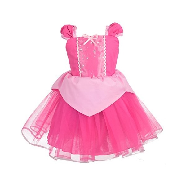 Lito Angels Deguisement Robe Belle au Bois Dormant Princesse Aurore Bebe Fille, Anniversaire Fete Carnaval Costume Casual Ete