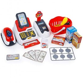 RUSTOO Jeu de caisse enregistreuse de supermarché, jouet pour enfants, imitation de jouer au supermarché, jouet pour enfants