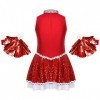 TiaoBug Costume Pom-pom Girl Enfant Fille Déguisement Cheerleaders Cospaly Halloween Carnaval Paillettes Robe Dance Gymnastiq