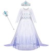 AOOWU Elsa Costume pour enfant fille Elsa Anna Princesse Robe pour enfant avec couronne baguette magique Déguisement de fête 