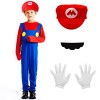 Déguisement de Super Mario Bros incluant une combinaison, des moustaches et une casquette, parfait pour carnaval, Halloween, 