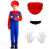 Déguisement de Super Mario Bros incluant une combinaison, des moustaches et une casquette, parfait pour carnaval, Halloween, 