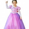 yeesn Petites Filles Princesse Rapunzel Costume Manches Longues en Maille Robe Cosplay Halloween Robe de soirée danniversair
