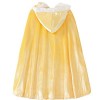 Cape longue à capuche en velours pour fille Déguisement Princesse Elsa pour Halloween, fête, cosplay Tenue dhiver - Jaune - 