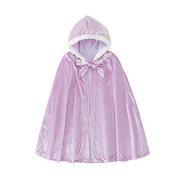 Cape longue à capuche en velours pour fille Déguisement Princesse Elsa pour Halloween, fête, cosplay Tenue dhiver - Jaune - 