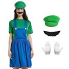Formemory Costume Mario pour enfants et adultes, tenue de super plombier, cosplay Mario et Luigi avec chapeau et barbe, dégui