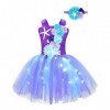 Oyolan Déguisement Sirène Fille Enfant Princesse Robe Lumineuse LED Serre-Tête Bandeau Cosplay Halloween Carnaval Fête Annive