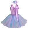 Déguisement Robe de Sirène pour Enfant Filles Ariel Princesse Entrejambe Fait Main Robe Tulle avec Bandeau Cosplay Xmas Anniv