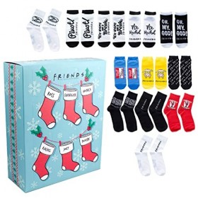 Paladone Calendrier de lAvent 2021 avec chaussettes Friends TV Show - Compte à rebours 12 jours de Noël - Unisexe Multicolor