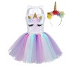 IEFIEL Déguisement Princesse Sirène Enfant Fille Robe Halloween Soirée Cérémonie Fête + Aile + Bandeau Licorne Fille Cosplay 