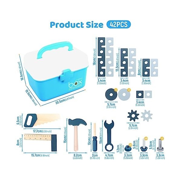 F Fityle Mallette à Outils avec marteaux Perceuse Jouet Mini Outil de Jeu en Bois Jouet pour Enfants Surface Lisse sans bavur