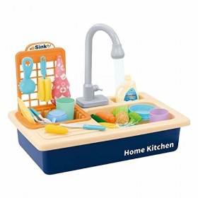 Jouets dévier de cuisine pour enfants - Jouet électrique avec eau courante - Système de cycle deau automatique - Jouet de j