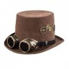 Boland 54530 – Chapeau chapeau, marron, effet daim, roues dentées, lunettes avec verres foncés, tour de tête 56 à 61, carnava