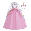 CinheyU Filles Déguisement Licorne Robe en Manches Longues pour Noël Halloween Canaval Costume de Cérémonie Anniversaire Fête