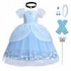 IBAKOM Enfants Filles Déguisements Sofia Cendrillon Robe Princesse Costume Conte Fée Carnaval Cosplay Fête Anniversaire Noël 