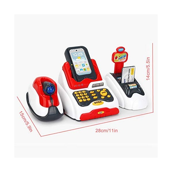 Yorimi Grand jouet pour caisse enregistreuse de supermarché avec calculatrice électronique fonctionnelle, jouet éducatif pour