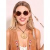 JeVenis Plume Hippie Costume Accessoires pour Femmes Collier Signe de Paix Bandeau Boho Rétro Accessoires Hippie 70s Lunettes