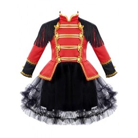 FEESHOW Enfant Fille Robe de Princesse Acrobate Déguisement Costume Clown Sorcière Cirque Tutu Robe Brillant de Soirée Fête C