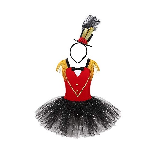 FEESHOW Enfant Fille Robe de Princesse Acrobate Déguisement Costume Clown Sorcière Cirque Tutu Robe Brillant de Soirée Fête C