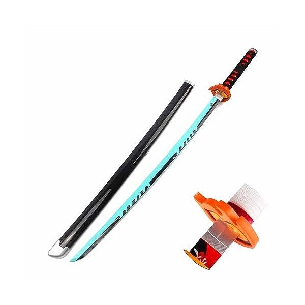 Katana Japonais en Bois Deguisement Cosplay Katana Anime Épée 75 Cm/100 Cm Orange Bleu Argent pour Kamado Tanjiro, Fans DAni