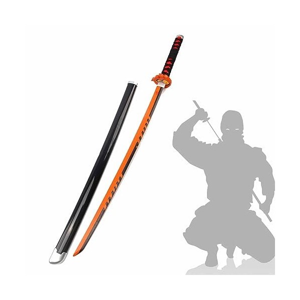 Katana Japonais en Bois Deguisement Cosplay Katana Anime Épée 75 Cm/100 Cm Orange Bleu Argent pour Kamado Tanjiro, Fans DAni