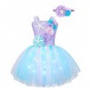 Oyolan Déguisement Sirène Fille Enfant Princesse Robe Lumineuse LED Serre-Tête Bandeau Cosplay Halloween Carnaval Fête Annive