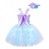 Oyolan Déguisement Sirène Fille Enfant Princesse Robe Lumineuse LED Serre-Tête Bandeau Cosplay Halloween Carnaval Fête Annive