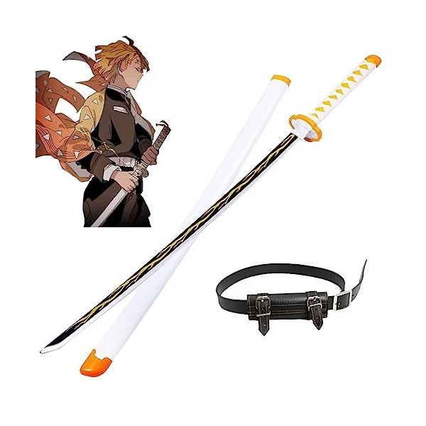 Épée De Samouraï En Bambou De 76cm/30in, Épée Danime Cosplay Agatsuma Zenitsu Katana Faite À La Main, Épée En Bois Accessoir