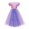 IDOPIP Enfant Fille Princesse Rraiponce Costume Déguisement Robe Soirée Cérémonie Anniversaire Noël Halloween Partie Carnaval