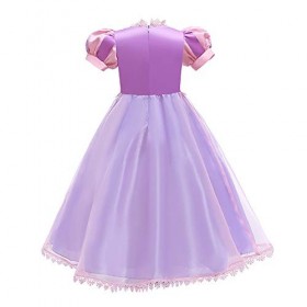 IDOPIP Enfant Fille Princesse Rraiponce Costume Déguisement Robe Soirée Cérémonie Anniversaire Noël Halloween Partie Carnaval