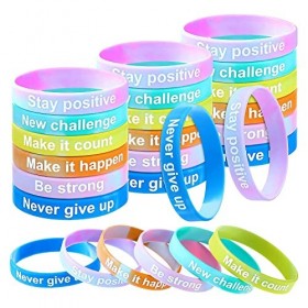 Dawafit 48 PièCes Bracelets Inspirants Bracelets de Motivation ColoréS pour Fournitures de FêTe DÉTudiants pour Enfants