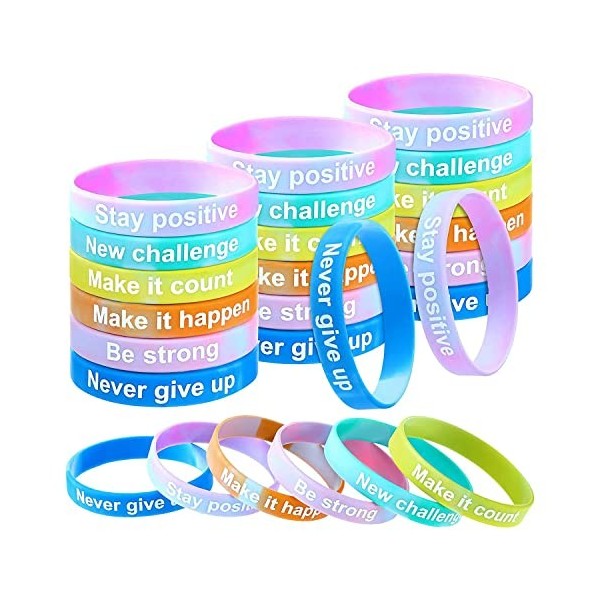 Dawafit 48 PièCes Bracelets Inspirants Bracelets de Motivation ColoréS pour Fournitures de FêTe DÉTudiants pour Enfants