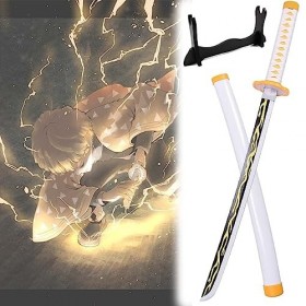 104cm/76cm Épée En Bois Demon Slayer Cosplay Épée DAnime, Agatsuma Zenitsu Épée De Samouraï Danime Japonais, Fait Main Kata